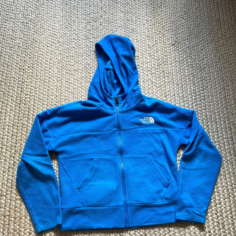 Girls Light Blue Hooded North Face Zip Up Fleece XS (6)